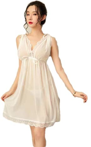 UIVHLW Dessous-Sets Für Damen Loser Pyjama Mit Heller Passions-Mesh-Spitze In Übergröße