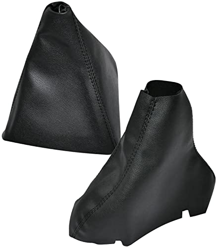 Aerzetix - C57853 - Cuffia soffietto per leva del cambio e freno a mano - compatibile con BMW Serie 5 E60 E61 dal 2003 al 2010 - colore: nero - in pelle sintetica