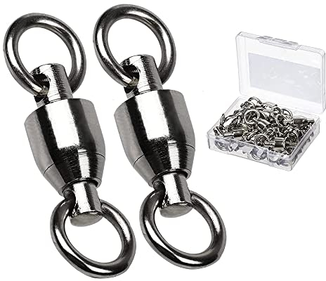 9Tong Ball Bearing Wirbel Geschweißt Ringe, Wallerwirbel Meereswirbel Salzwasserfest Spaltring Angelausrüstung Zubehör Köder-Anschluss Schwarz 25pcs 33lbs