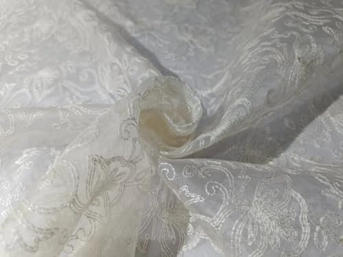 100% Silk Organza Embroidery in White Ivory Fabric 44 Wide Available in 5 Designs Embroidery 3