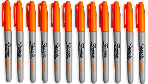 Sharpie fin spets permanent markör neon orange 12-pack