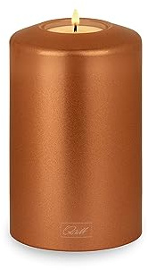 Qult Farluce Classic Metallic Kupfer • ∅ 8 cm Höhe 12 cm • Teelichthalter in Kerzenform • Kunststoffkerze in Kerzenoptik • Mit Teelichteinsatz • inkl. 1 TLN50 Nightlight Teelicht