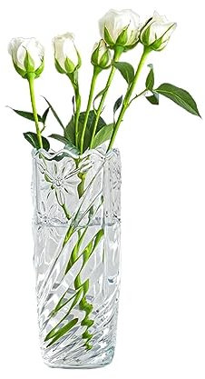 HXSCOO Florero de Cristal Transparente con diseño de orquídeas, decoración Moderna de jarrón, Estilo Minimalista nórdico Bohemio Ins for Mesa de Cena y Fiesta de Boda, 7,5 Pulgadas
