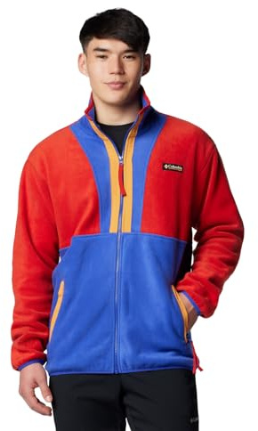 Columbia Backbowl II - Chaqueta de forro polar con cremallera completa para hombre, color rojo vela/azul clemátide, talla L