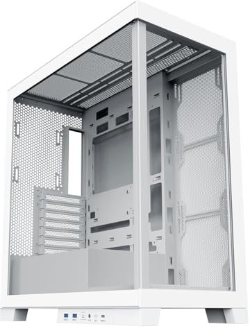 CiT Pro Diamond XR White Mid-Tower PC Case - ATX Tower - Dual Four Millimetre Tempered Glass Gaming PC Open Frame with USB Type C