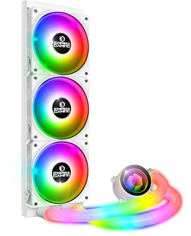 EMPIRE GAMING Guardian P-W360 Watercooling AIO PC Gamer – CPU Kühlung Flüssigkeit ARGB 3 Pins 5V – 3 x 120 mm – Intel LGA 1700/1200/115X/1366/2066/2011, AMD AM5/AM4 – Weiß