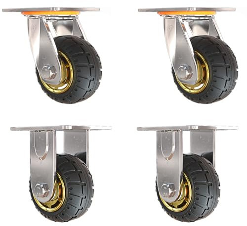 Schwerlastrollen 4 Stück, Transportrollen Mit Lenkplatte, Keine Spuren & Leise Verriegelnde Lenkrolle 4er-Set, Doppelt Kugelgelagerte Transportrollen Lenkbar, Doppelrollen für Innen Und Außen ( Size :