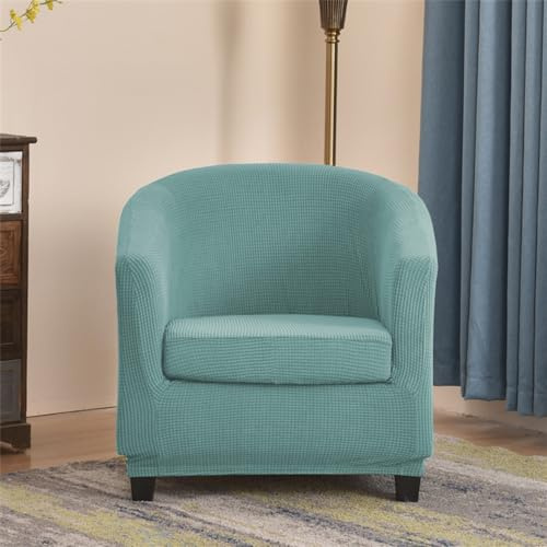 Highdi Copripoltrona 1 Posto Elasticizzato Chesterfield in Jacquard a Quadri Tinta Unita 2 Pezzi Fodere Poltrona da Cocktail Antiscivolo per Bar Soggiorno Camera da Letto Club (Verde Chiaro)