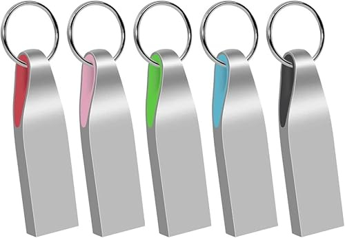 USB Stick 4GB 5 Stück Metall Speicherstick USB 2.0 mit Schlüsselring Mehrfarbig