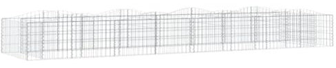 vidaXL Arched Gabion Raised Bed - 400x100x50 cm Galvanised Iron, Silver Garden Wall Basket, Durable Outdoor Landscape Edging for Patio