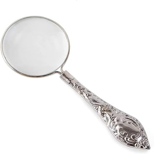 Vergrößerungsglas, 5-Fach, kleine Lupe, handgehalten, leichtes Metall, für Kinder, Senioren, Lesen, optische Glaslinse, hohe Klarheit zum Lesen, Hobbys, Reparieren, Beobachten, A-Brille (Farbe: