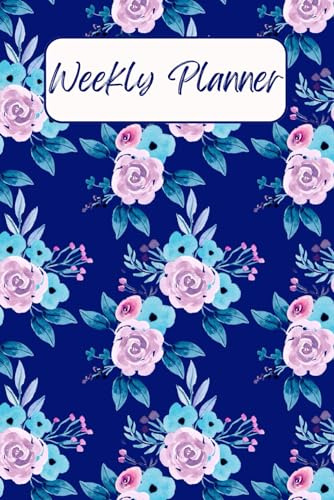 Weekly Planning Journal- Navy Floral PrInt: 52 Blank Weekly and Lined Pages (alternating)