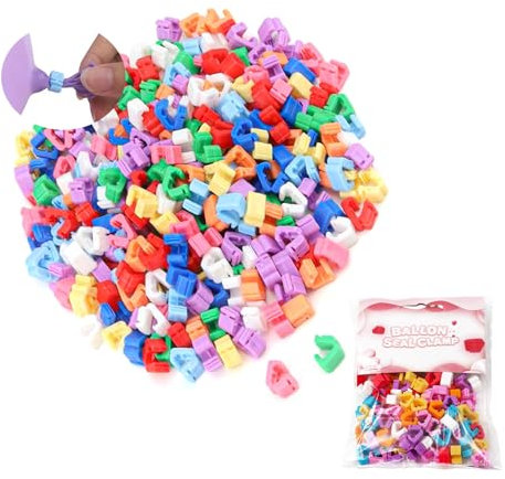 WJUAN Lot de 300 fermoirs PVC, aide à nouer ballons, fermeture automatique, mariages, anniversaires