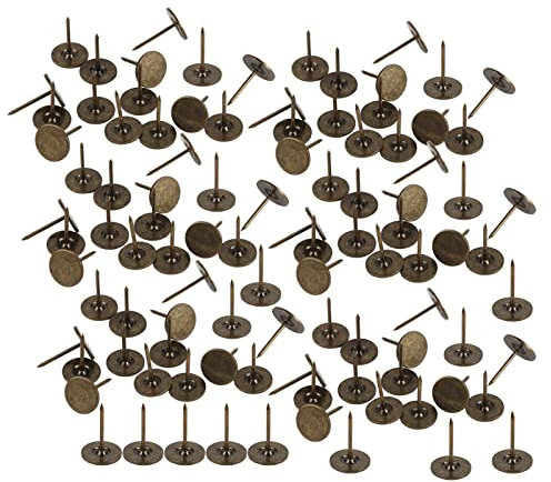 100 Stück Flachkopf-Polsternägel, Eisen-Flachkopf-Möbelnägel, bronzefarbene Möbel-Dekornägel, Polsternägel, Reißzwecken, Reißzwecken für Möbel, Sofa, Türdekoration (14 x 20 mm)