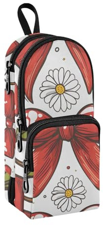 Estuche para lápices con diseño de flor de cerezo rojo, bolsa de gran capacidad con compartimento para estudiantes, bolsa de escuela, organizador de papelería, estuche para lápices, estuche para la
