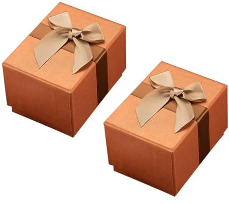 FRCOLOR 2 Stück Geschenkbox mit Schleifenverschluss Orange Stabile Aufbewahrungsbox aus Langlebigem Material für Uhren und Schmuck Dekorative Geschenkverpackung für Reisen und Zuhause