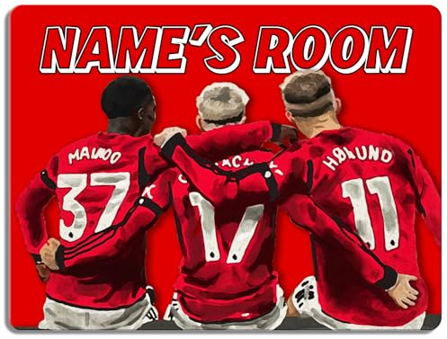 Personalised Mainoo Garnacho Hojlund Bedroom Door Sign Football Legend Room Name Plaque Children's Boys Manchester Football Player Kids Birthday Gift NLD82