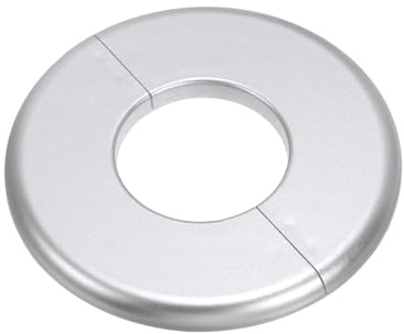 PATIKIL 1.73 (44mm) Placa de Cubierta Dividida de Pared, Cubiertas de Placa de Hebilla Autoadhesivas Redonda de ABS para Cubrir Tuberías de Agua en Cocina Baño Grifo de Brazo, Plateado