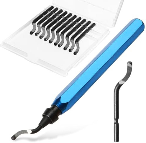 Entgrater Werkzeug Universal, Handentgrater Werkzeugsatz, 360°Rotierender Klinge Schneidwerkzeug für Stahl, Kupfer, Aluminium und Kunststoff(1 Werkzeug + 11 Klingen)