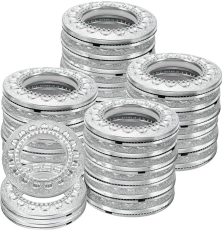 QUARKZMAN 32pz Occhielli per Tende, 1-5/7(42 mm) ID Motivo Pannelli Tende Finestre Anelli Occhielli Scorrevoli a Basso Rumore per Asta Tende, Argento Brillante