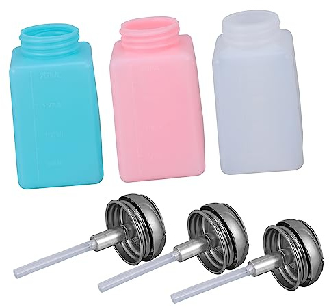 Ipetboom Set Da 3 Flaconi Vuoti Da 200 Ml Pompa a Pressione Per Solvente Unghie, Bottiglia Pressata Portatile Anti-perdite, Per Uso Cosmetico e Rimozione Smalto
