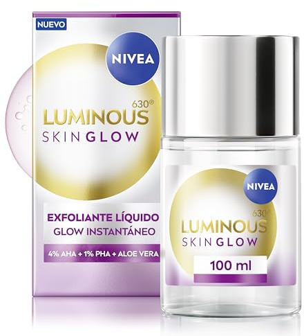 NIVEA LUMINOUS630 SKIN GLOW Exfoliante Líquido (100 ml), peeling sin aclarado para una exfoliación suave y eficaz de la piel, exfoliante facial con AHA, PHA y Aloe Vera para todo tipo de piel