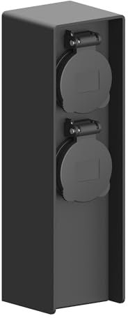 Ledvion - Presa esterna con palo, alluminio, 2 prese, impermeabile IP44, garanzia 3 anni