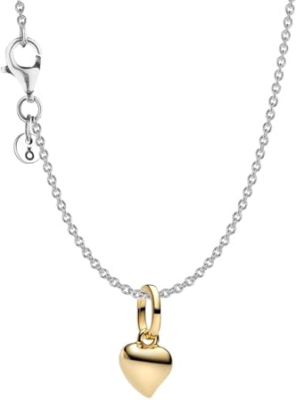 PANDORA Damen-Halskette Mini-Herz Goldfarben Set 28190 | Herz-Schmuck für Frauen mit Kette und Anhänger, Romantische Geschenkidee