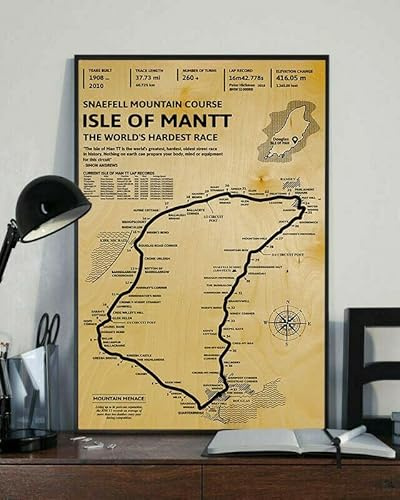 Decorazione da parete in metallo rustico, Snaefell Mountain Course, Isle of Man TT, la gara più dura del mondo, poster, cartello in metallo, decorazione vintage, garage, casa, giardino, caffè, cucin