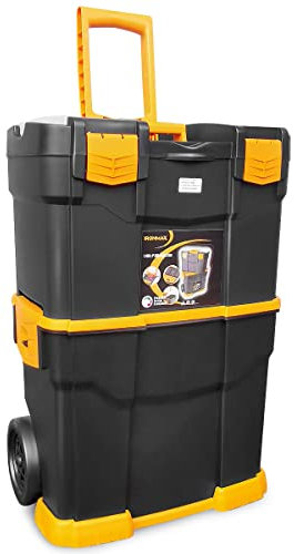 COSTWAY Trolley per Attrezzi 3 in 1, Portautensili a 3 Parti in PP con Ruote e Maniglia, Soluzione Portatile per Attrezzi da Officina e Garage, 46 x 28 x 66,5 cm, Nero e Giallo