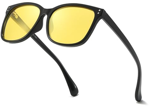 LVIOE Night Vision Glasses for Driving Anti-Glare Yellow Lens, Offering Clearer Visibility in Rainy/Foggy Conditions