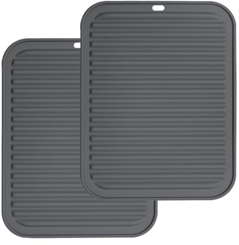 2 Pack Silicone Trivets for Hot Pans and Pots - Heat Resistant, Non-Slip Pot Holder and Pan Protectors - Kitchen Worktop Protector Mat (30x23cm, Gray)