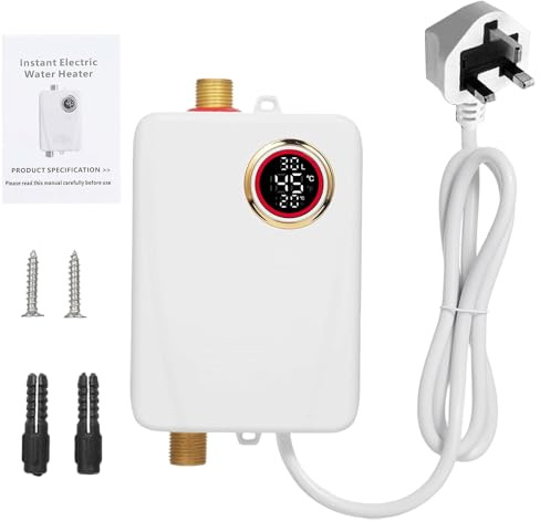 Electric Water Heater,3000W Instant Water Heater with LCD Display, 220V Under Sink Water Heater, Energy Efficient System Tankless Electric Heating Element for Bathroom Shower Kitchen Sink