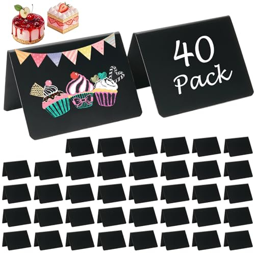 FreeBiz 40 PCS Mini Chalkboard Signs Small Chalk Board Signs Blackboard Reserved Signs for Message Labels Menus Food Price Tag Home Office Cafe Restaurant Events Decor
