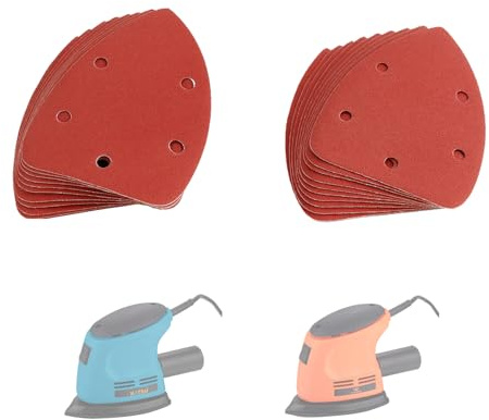 KATSU Tools 20 Pieces Mouse Sander Sandpaper 80/120 Grit Detail Sander Sanding Discs, Hook and Loop, Ideal for Wood, Furniture Daily Polishing SP10017901