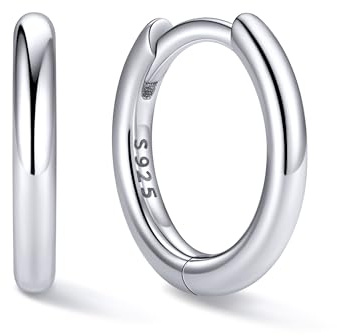 ChicSilver Petite Créoles Argent 925 Massif Femme 8MM Anneau Boucles d’Oreilles Mini Creole Argent Hoop Earrings