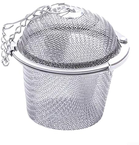 Infusore per tè in acciaio inox, filtro a sfera con catena filtrante a rete per condimenti per foglie di tè e spezie