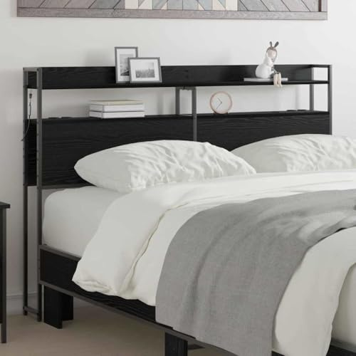 Refined Cabecero con Estante Roble Negro 135 cm Madera contrachapada
