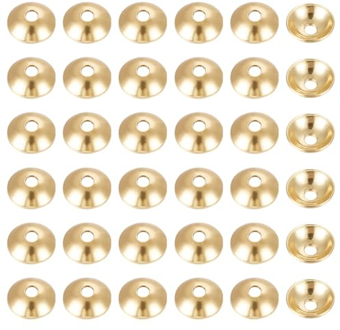 BENECREAT 30 pieza de Tapas de Cuentas de Plata Esterlina 925, Cuentas Sueltas Redondas de 5mm con Forma de Platillo Pequeño para Hacer Collares, Pulseras Y Pendientes, Dorado