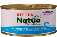 Natua Tonnetto con Cernia per Gattini, Cibo Umido Naturale in Gelatina, 24 Lattine da 85 g