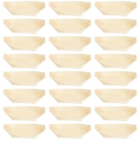 Toyvian Piatti di Legno Usa E Getta: Vassoio Biodegradabile per Servire Sushi Boat - Piatti di Carta E Legno per Antipasti, Snack per Tacos, Ciotole E Contenitori Usa E Getta per Feste