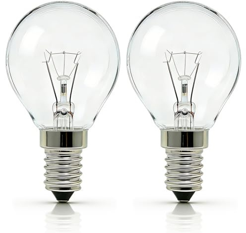 Wieyily Backofenlampe E14 G45 300 Grad, 45mmØ 76mm, E14 Backofen Glühbirne Dimmbar Warmweiß 2700K 230V für Neff Bosch Siemens Ofen Mikrowelle Tischlamp Lava Lampe, 2 Stück
