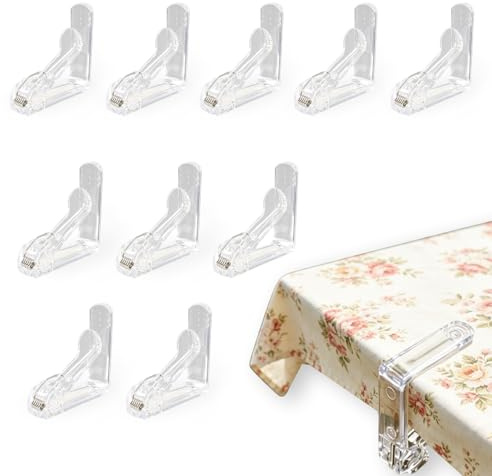 Lot de 10 Pinces pour Nappe en Plastique avec Ressort, Résistantes aux Intempéries pour Tables jusqu’à 45 mm d’Épaisseur, Idéales pour Usage Extérieur et Intérieur, Design Transparent et Élégant