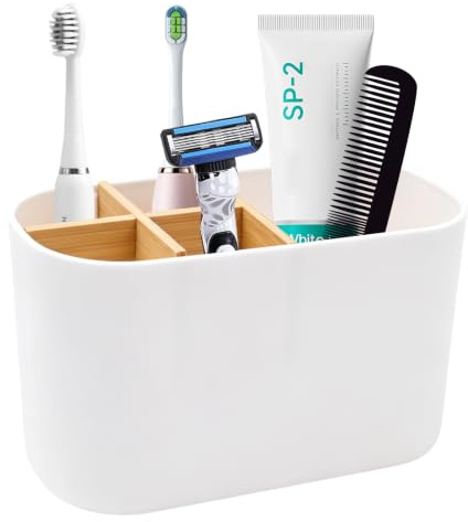 Vidoxdu Toothbrush Holder for Bathroom, 5 Slots Toothpaste Organizer