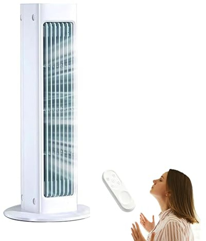 Breezamax Aire Acondicionado, Ventilador de Torre Portátil de 8000 Mah, Ventilador de Refrigeración Personal Pequeño Oscilante de 60°, 3 Velocidades de Viento, Montaje en Pared Para Do white Charging