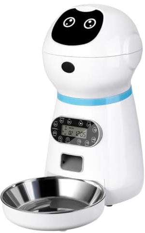 Alipis Distributeur Automatique de Nourriture pour Chats, capacité 3,5L, Design en Acier Inoxydable avec écran LCD, adapté pour Animaux domestiques, Fonction de Lecture et Enregistrement