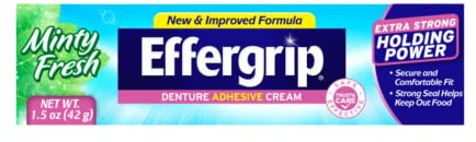 Effergrip Denture Adhesive Cream, Extra Strong Holding Power, 1.5 oz. (Pack of 1)