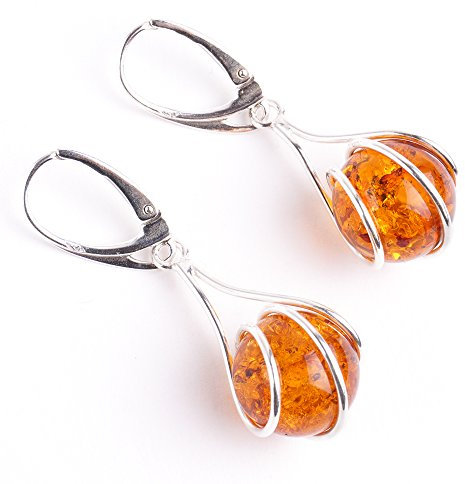 MyBernstein Bernstein Moderne Ohrringe mit Bernsteinkugeln (Bernsteinschmuck 50058)