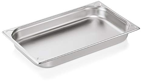 WAS 7611 065 Serie 76 Chromnickelstahl Gastronormbehälter mit Stapelrand, 9L, 1/1 GN, 325mm x 530mm x 65mm