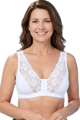 Eden House Ladies Cotton Lace Front Fastening Magic Bra White